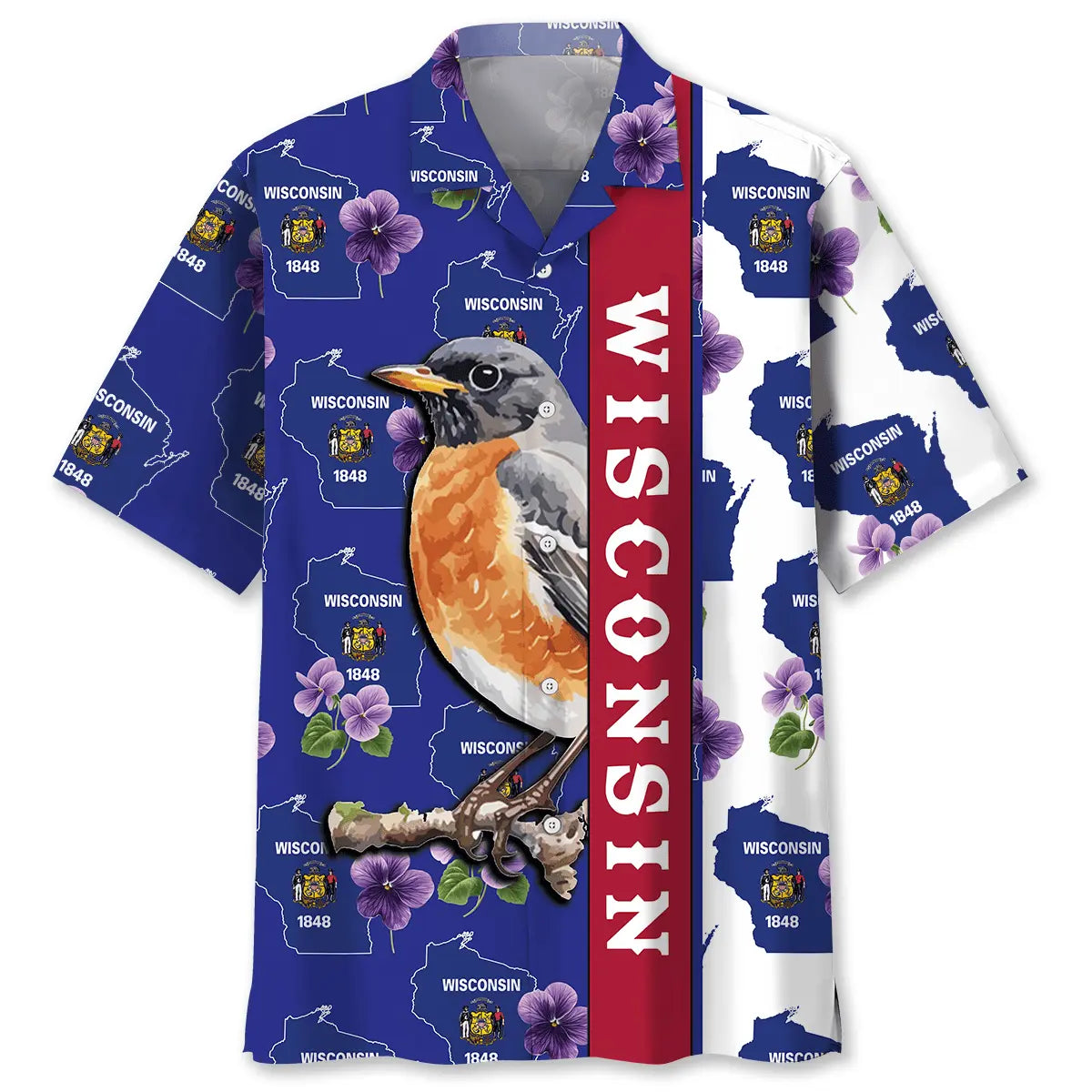 Hawaiian Shirt / Adults / S Proud Wisconsin Hawaiian Shirt