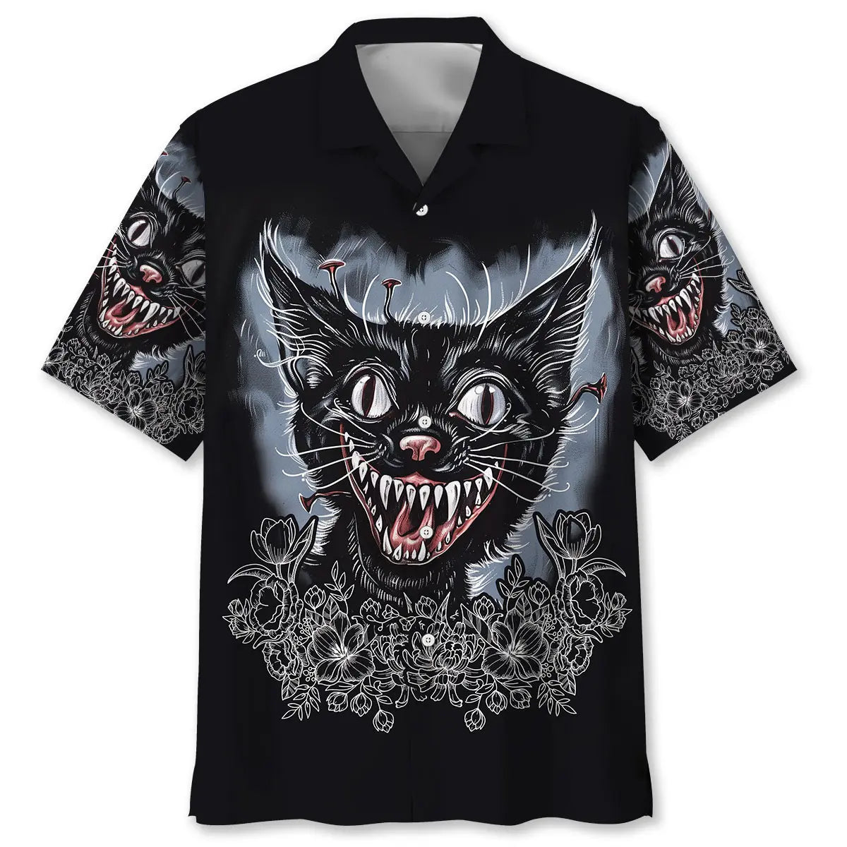 Mischievous Black Cat Hawaiian Shirt For Summer Vacation, Beach Travel, And Casual Wear