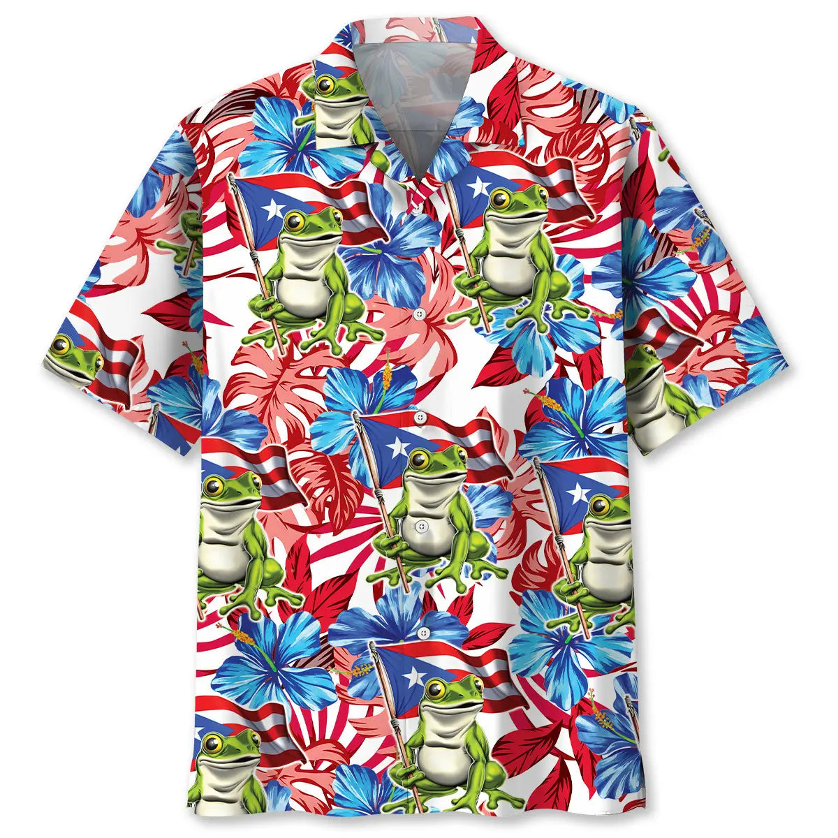 Puerto Rico Tropical Hawaiian Shirt For Summer Road Trip, Coastal Festival, And Easygoing Fashion