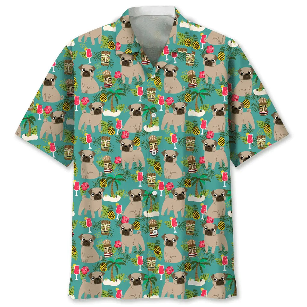 Pug Beach Hawaiian Shirt For Island Vacations, Weekend Events, And Relaxed Everyday Outfits