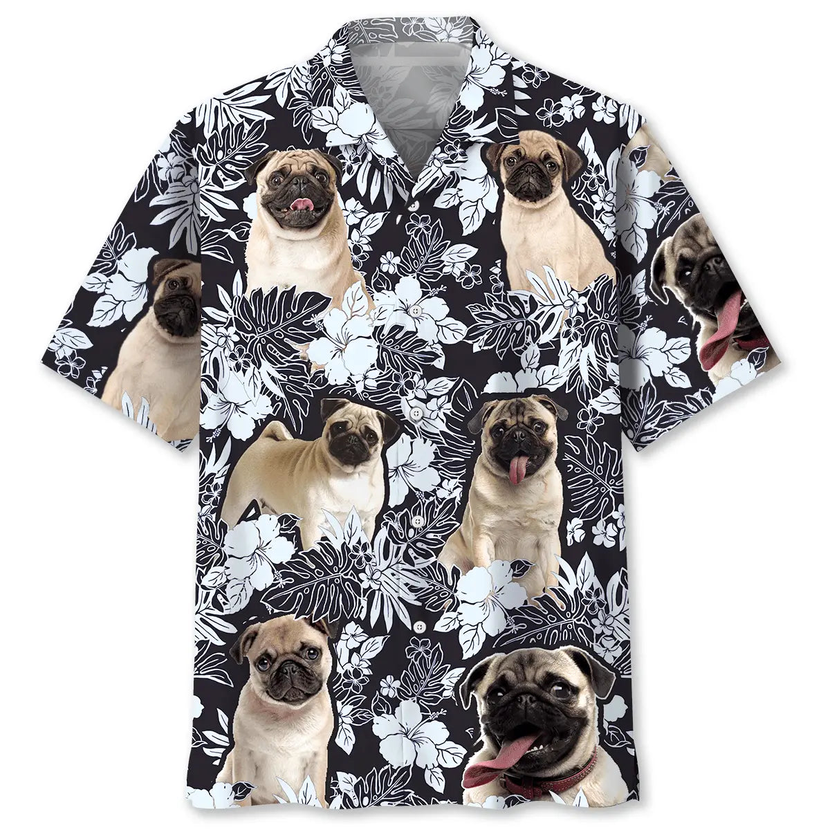 Tropical Pug Hawaiian Shirt For Coastal Travel, Casual Events, And Comfortable Summer Wear