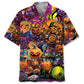 Halloween Pumpkin Drummer Hawaiian Shirt For Resort Trips, Coastal Parties, And Warm Weather Style