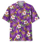 Purple Palm Tree Trumpet Hawaiian Shirt For Coastal Travel, Casual Events, And Comfortable Summer Wear