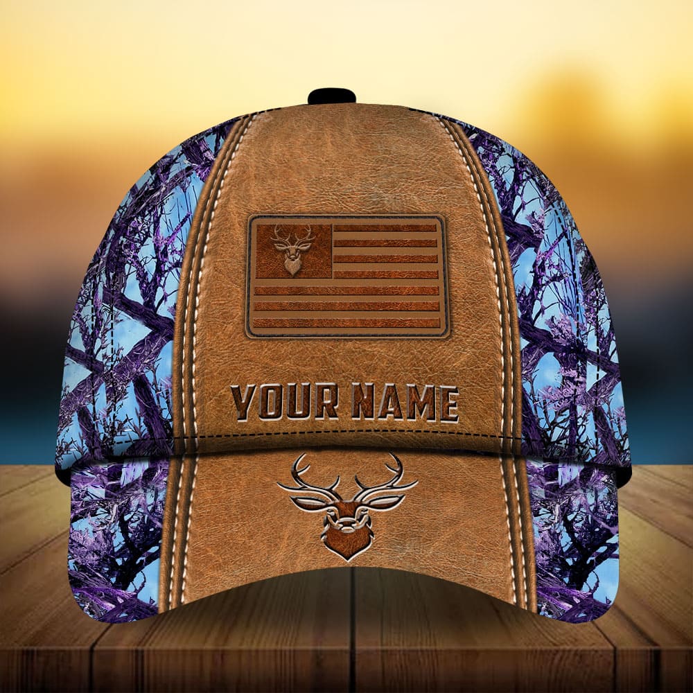 Deer Hunting Leather Personalized Classic Cap For Casual Events Beach Trips And Thoughtful Gifting