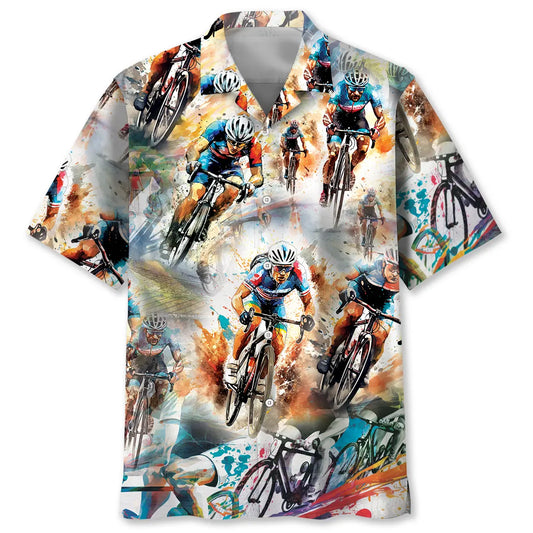 Racing Cycling Hawaiian Shirt For Summer Vacation, Beach Travel, And Casual Wear