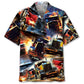 Racing Trucker Art Hawaiian Shirt For Beach Party And Outdoor Comfort
