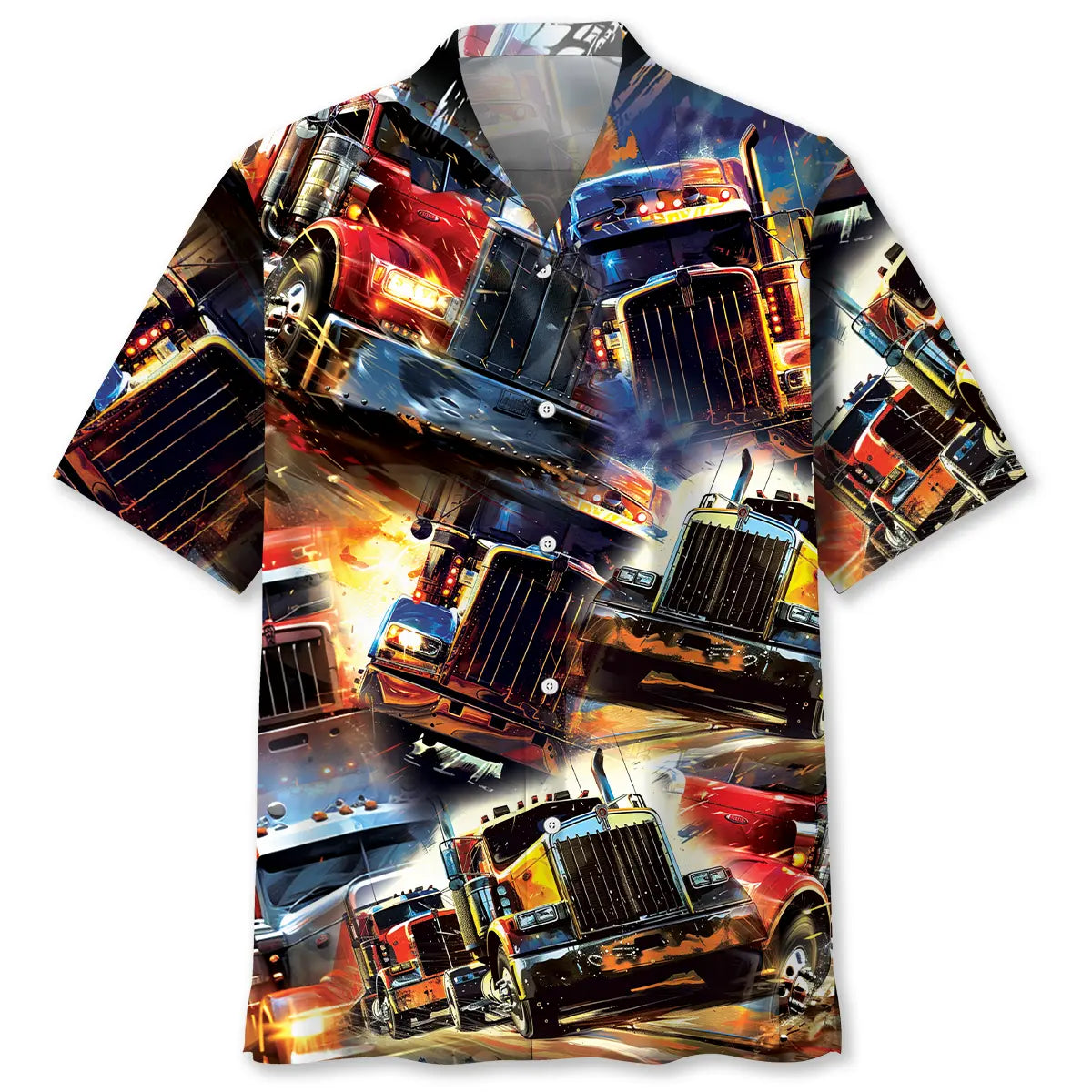 Racing Trucker Art Hawaiian Shirt For Beach Party And Outdoor Comfort