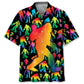 Rainbow Bigfoot Party Hawaiian Shirt For Warm Weather Outing, Summer Road Trip, And Relaxed Resort Style