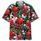 Red Alien Hawaiian Shirt For Resort Trips, Coastal Parties, And Warm Weather Style