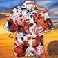 American Summer Red Angus Cattle Flag Cow Hawaiian Shirt For Coastal Travel, Casual Events, And Comfortable Summer Wear