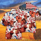 American Summer Red Angus Cattle Flag Cow Hawaiian Shirt For Coastal Travel, Casual Events, And Comfortable Summer Wear