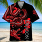 Red Chinese Dragon Hawaiian Shirt For Island Vacations, Casual Events, And Distinctive Seasonal Style