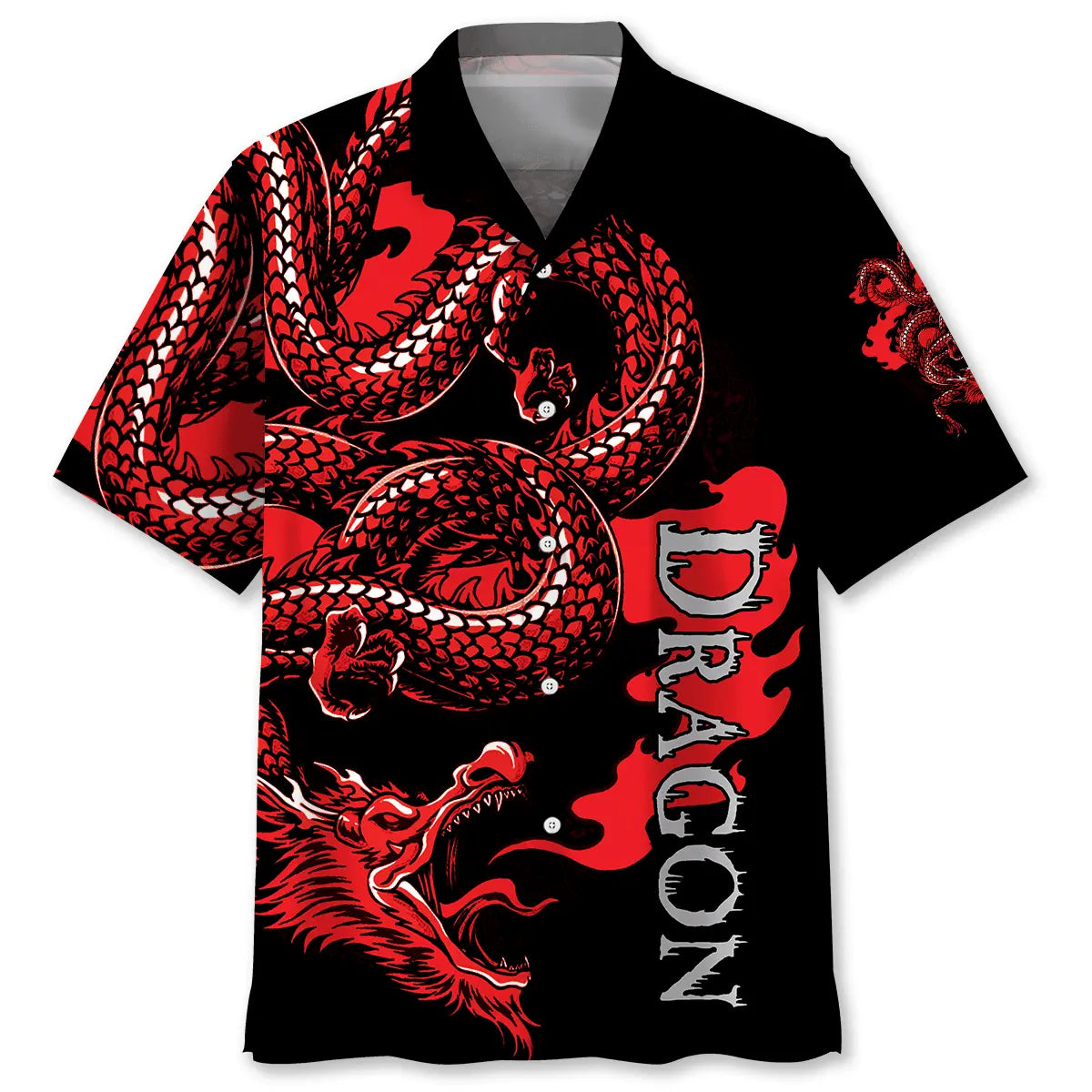 Red Chinese Dragon Hawaiian Shirt For Island Vacations, Casual Events, And Distinctive Seasonal Style