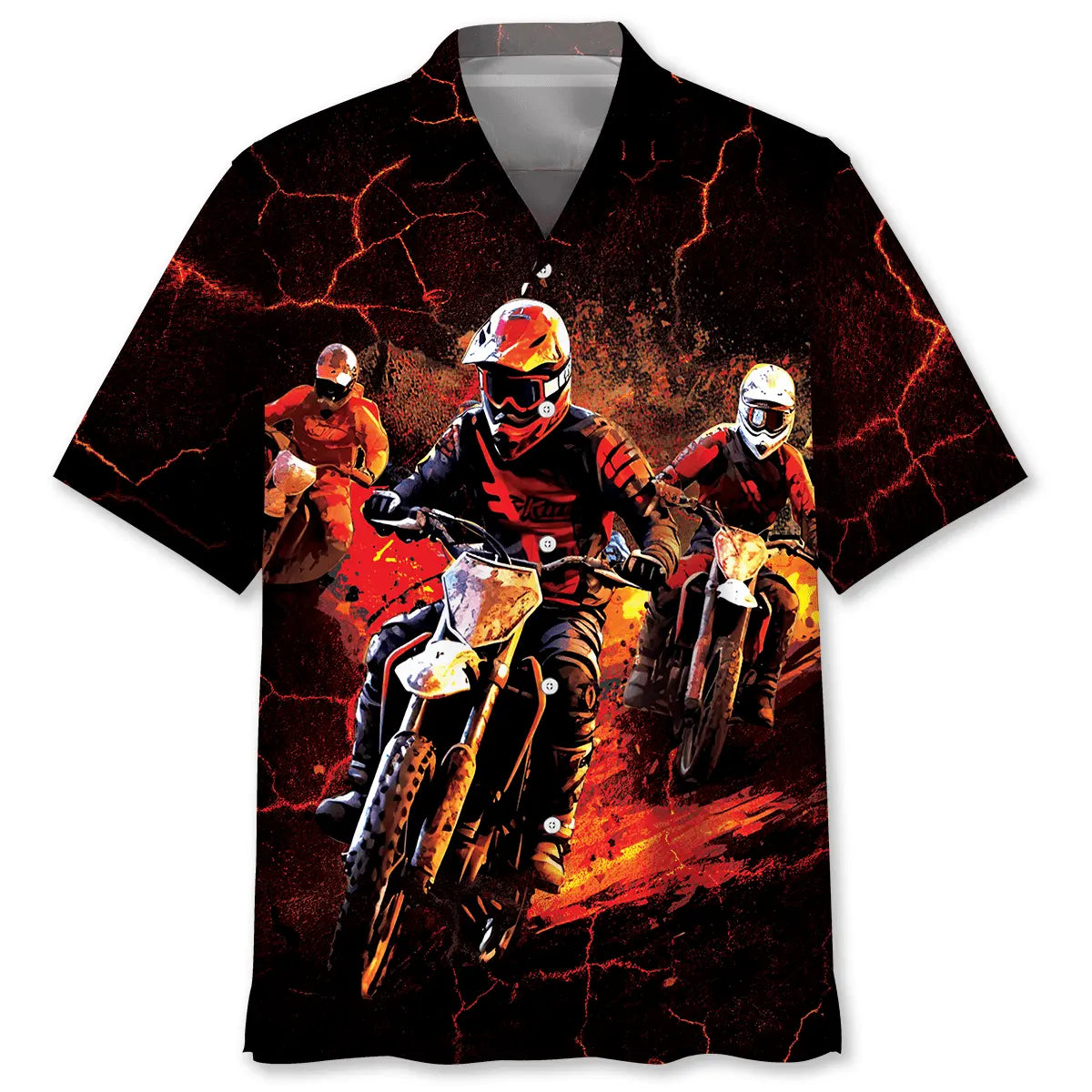 Red Dirt Bike Racing Hawaiian Shirt For Road Trip Adventures, Resort Days, And Comfortable Everyday Wear