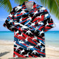 Red Wrestling Hawaiian Shirt For Summer Vacation, Beach Travel, And Casual Wear