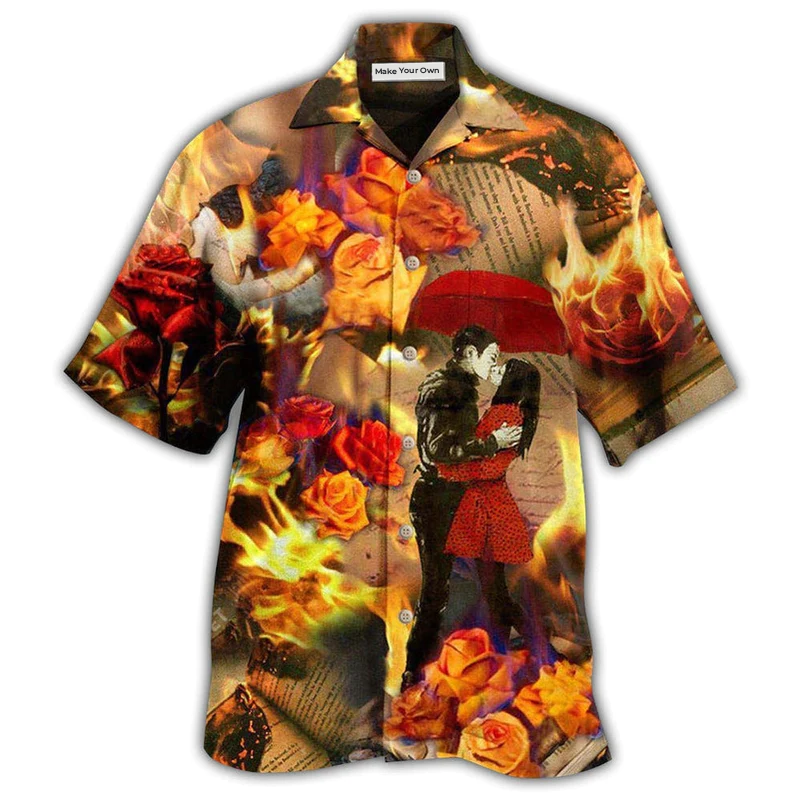 Rose Floral Hawaiian Shirt For Coastal Vacations Warm Weather Events And Daily Style