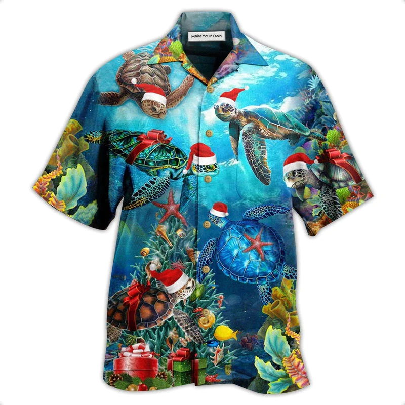 Turtle Christmas Ocean Hawaiian Shirt For Poolside Relaxation And Sunny Getaways
