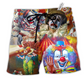 Clown Funny Happy With Various Face Hawaiian Beach Shorts For Outdoor Activities And Vacation Styling