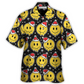 Happy Christmas Smiling Face Santa Hat Hawaiian Shirt Design View For Casual Summer Styling