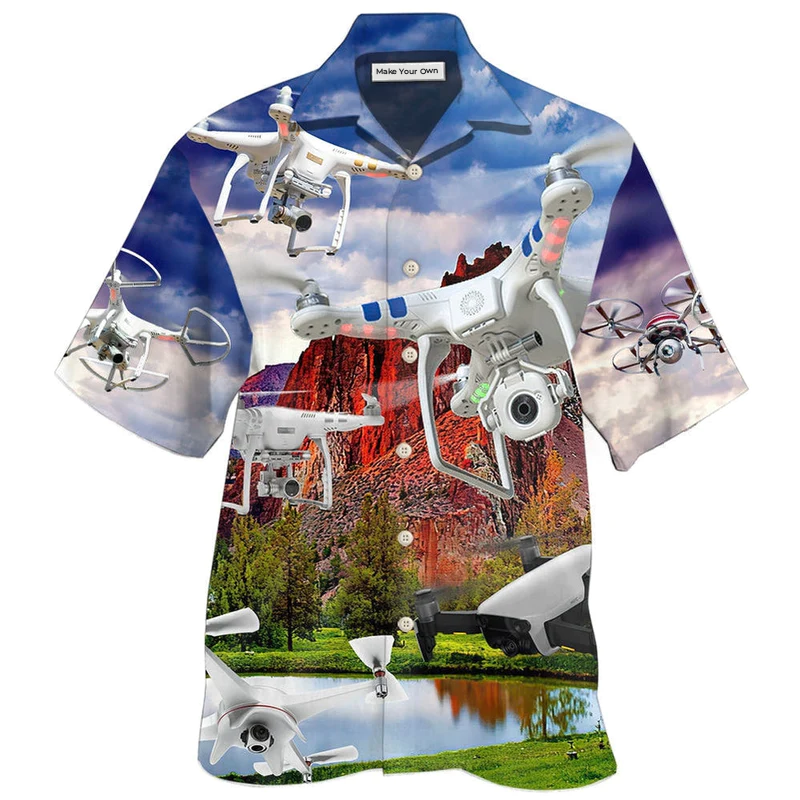 Peace Flying Drone Hawaiian Shirt For Summer Travel Coastal Events And Thoughtful Gift Giving