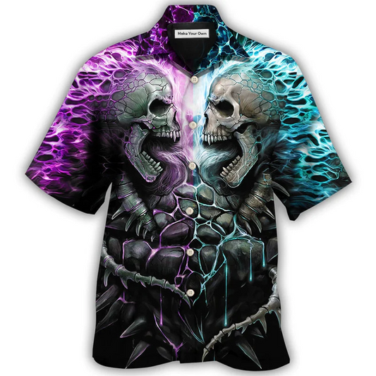 Skull Flame Hawaiian Shirt Pattern View For Relaxed Warm Weather Outfits