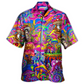 Hippie Magic Trippy Mushroom Hawaiian Shirt Summer Design Detail For Tropical Vacations