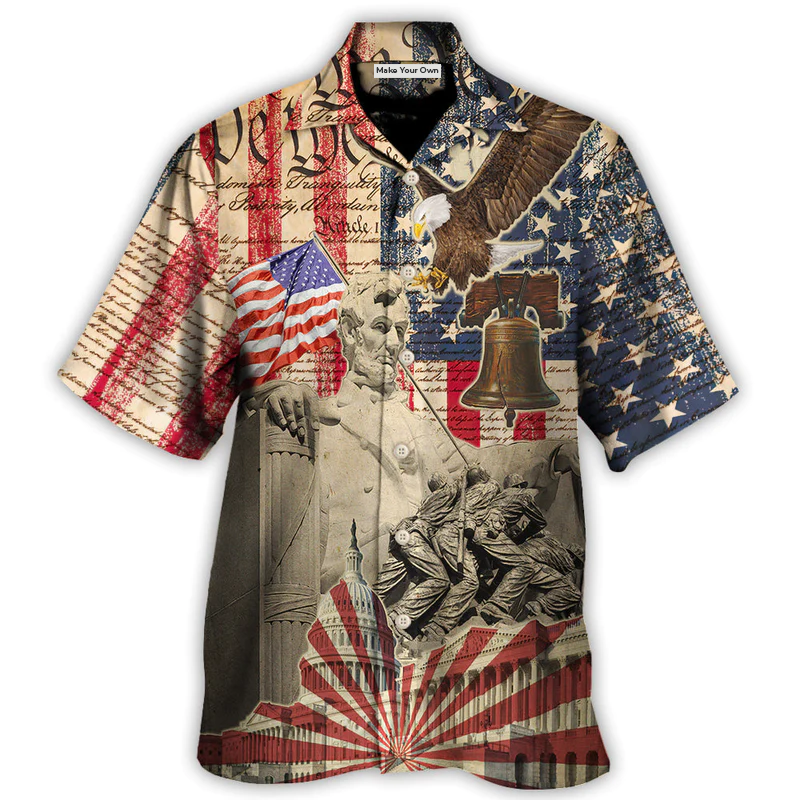 Veteran Creative Pattern Hawaiian Shirt Print Closeup For Beach Days