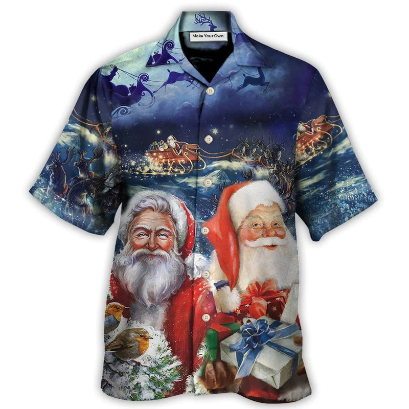 Festive Christmas Snow Hawaiian Shirt For Vacation Days And Relaxed Coastal Outings