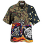 Motorcycle US Flag Hawaiian Shirt Design Detail For Sunny Adventures And Casual Wear