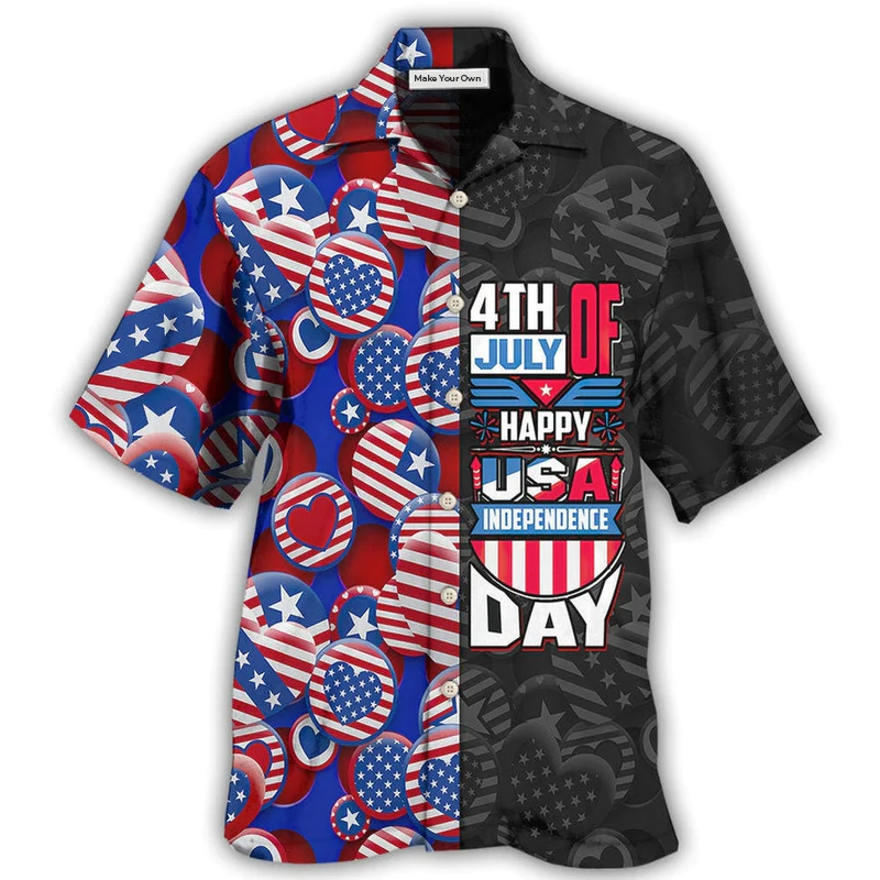 Patriotic American Hawaiian Shirt For Island Holidays Summer Parties And Casual Outdoor Wear