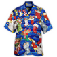 Festive Socks Christmas Tree Hawaiian Shirt Button Front Artwork For Island Holidays