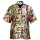 Festive Christmas Dog Hawaiian Shirt Pattern Detail For Beach Days