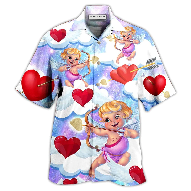 Valentine Cupid Hawaiian Shirt For Poolside Relaxation And Sunny Getaways
