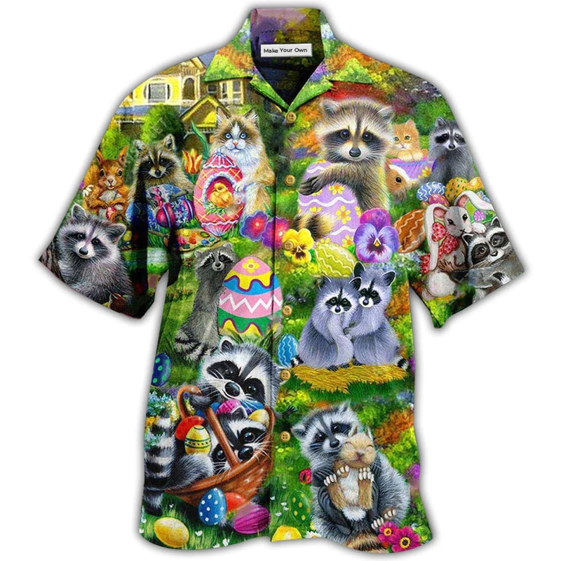 Raccoon Hawaiian Shirt For Tropical Travel Beach Gatherings And Comfortable Wear