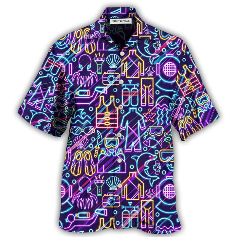 Diving Excited Hawaiian Shirt Pattern View For Relaxed Warm Weather Outfits