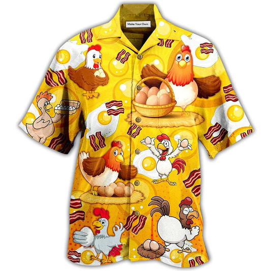 Chicken Pet Poops Breakfast Hawaiian Shirt Design Detail For Sunny Adventures And Casual Wear
