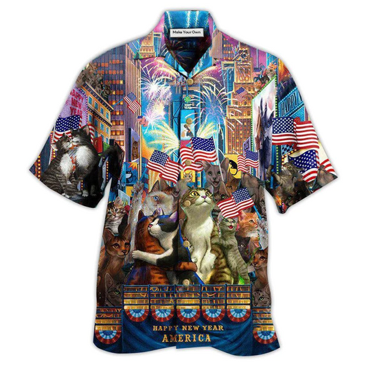 Cat American Countdown Hawaiian Shirt Design Detail For Sunny Adventures And Casual Wear