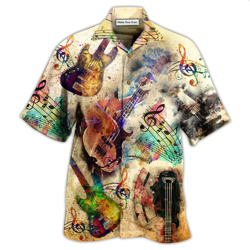 Guitar Cooler Bass Hawaiian Shirt Artwork View For Coastal Escapes And Resort Style