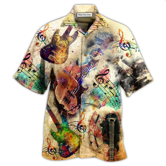 Guitar Cooler Bass Hawaiian Shirt Artwork View For Coastal Escapes And Resort Style