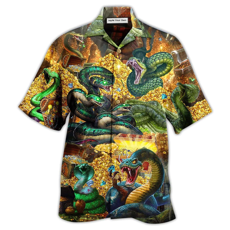 Gold Snake Hawaiian Shirt For Tropical Getaways Outdoor Fun And Everyday Wear