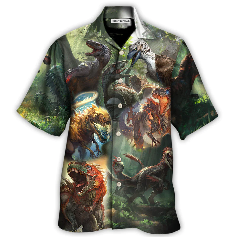 Dinosaur Roar Jungle Hawaiian Shirt Front Pattern View For Thoughtful Gifting