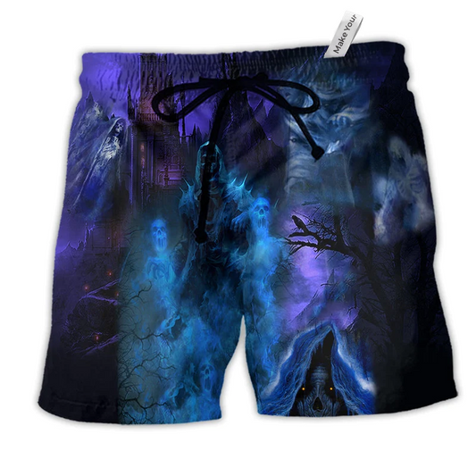 Halloween It's Spooky Season Hawaiian Print Beach Shorts For Bold Summer Vacation Style