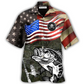 Retro Fishing US Flag Flying Hawaiian Shirt For Vacation Days And Relaxed Coastal Outings
