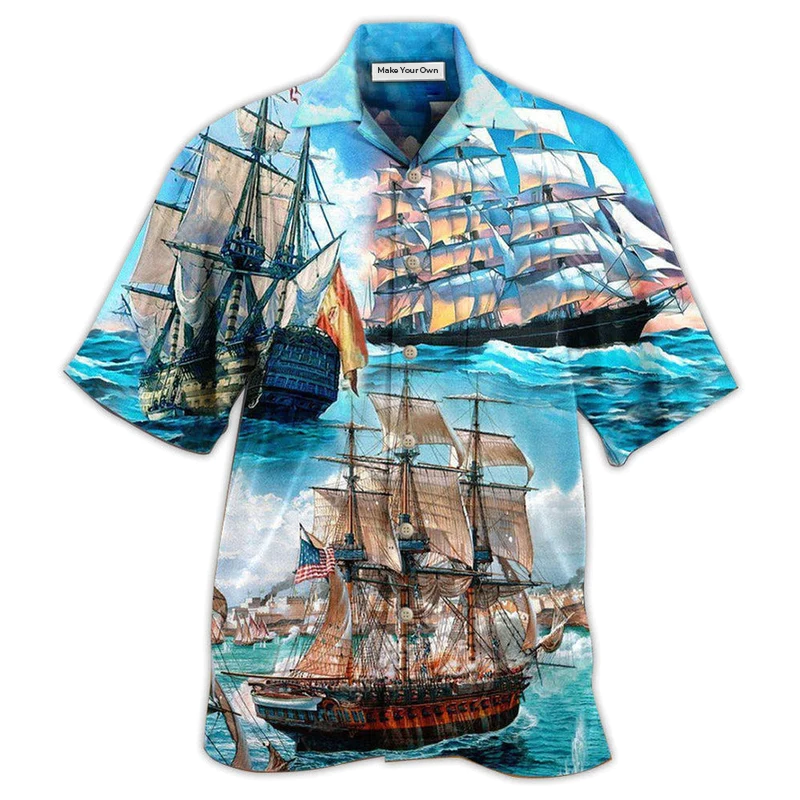Sailing Away Hawaiian Shirt Artwork Detail For Tropical Trips And Casual Outings