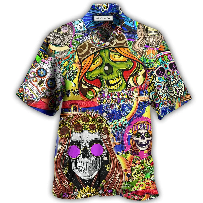 Bohemian Skull Rock Roll Hawaiian Shirt For Poolside Relaxation And Sunny Getaways
