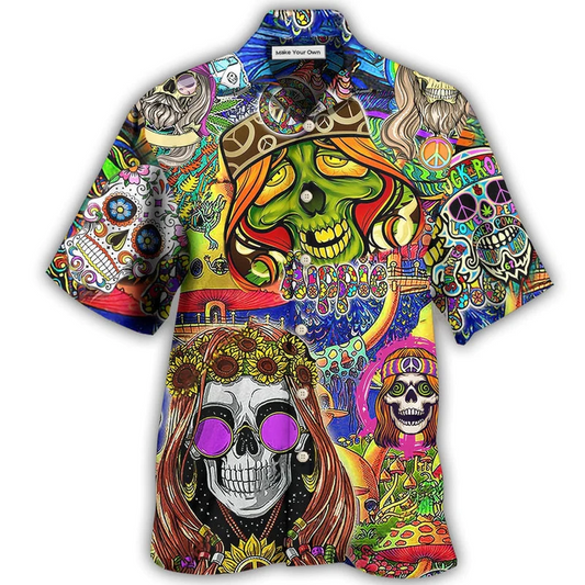 Bohemian Skull Rock Roll Hawaiian Shirt For Poolside Relaxation And Sunny Getaways