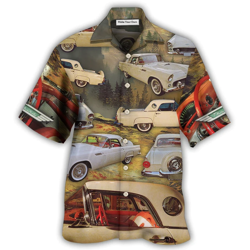 Classic Car And Mountain Landscape Hawaiian Shirt For Warm Weather Adventures Parties And Daily Comfort