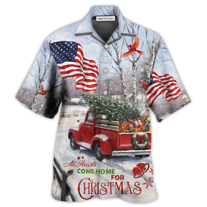 Truck Hearts Home Christmas Cardinal Snow Hawaiian Shirt Design View For Resort Travel And Thoughtful Gifting