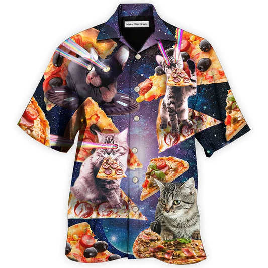 Cat Galaxy Pizza Sky Hawaiian Shirt Design View For Resort Travel And Thoughtful Gifting