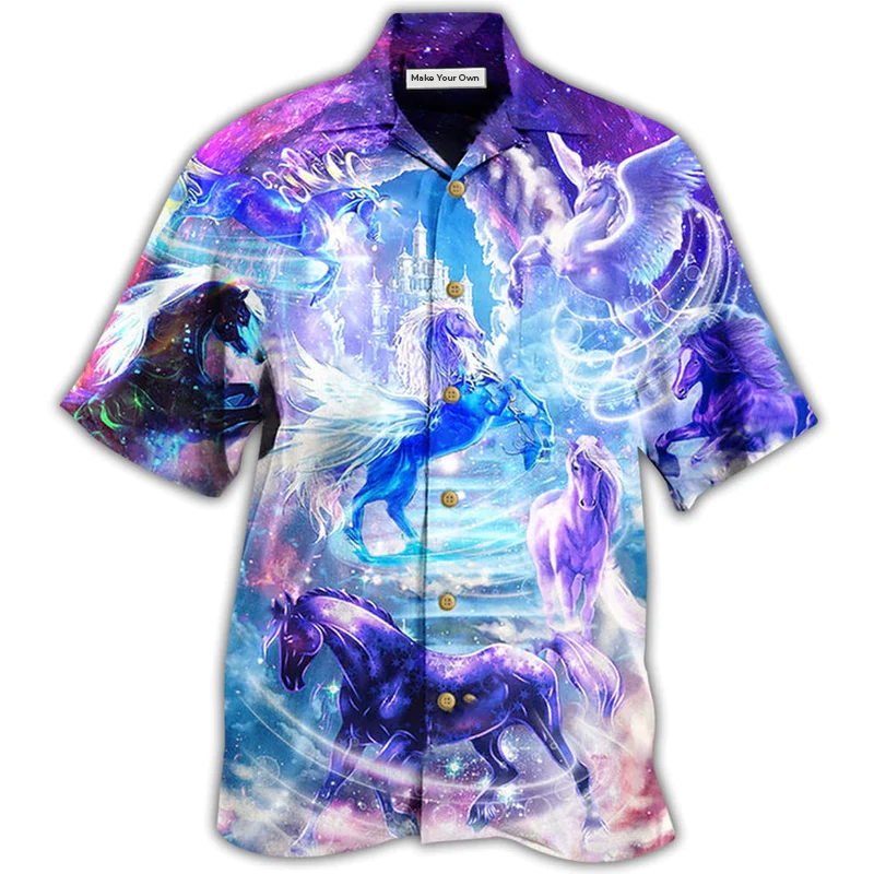 Horse Galaxy Hawaiian Shirt Artwork View For Weekend Travel And Beach Style